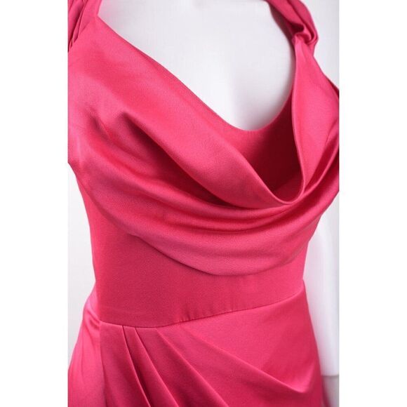 Theia Womens Andi Wrap Midi Dress Draped Formal Cocktail Party Sz 12 Pink NWT - Picture 3 of 6